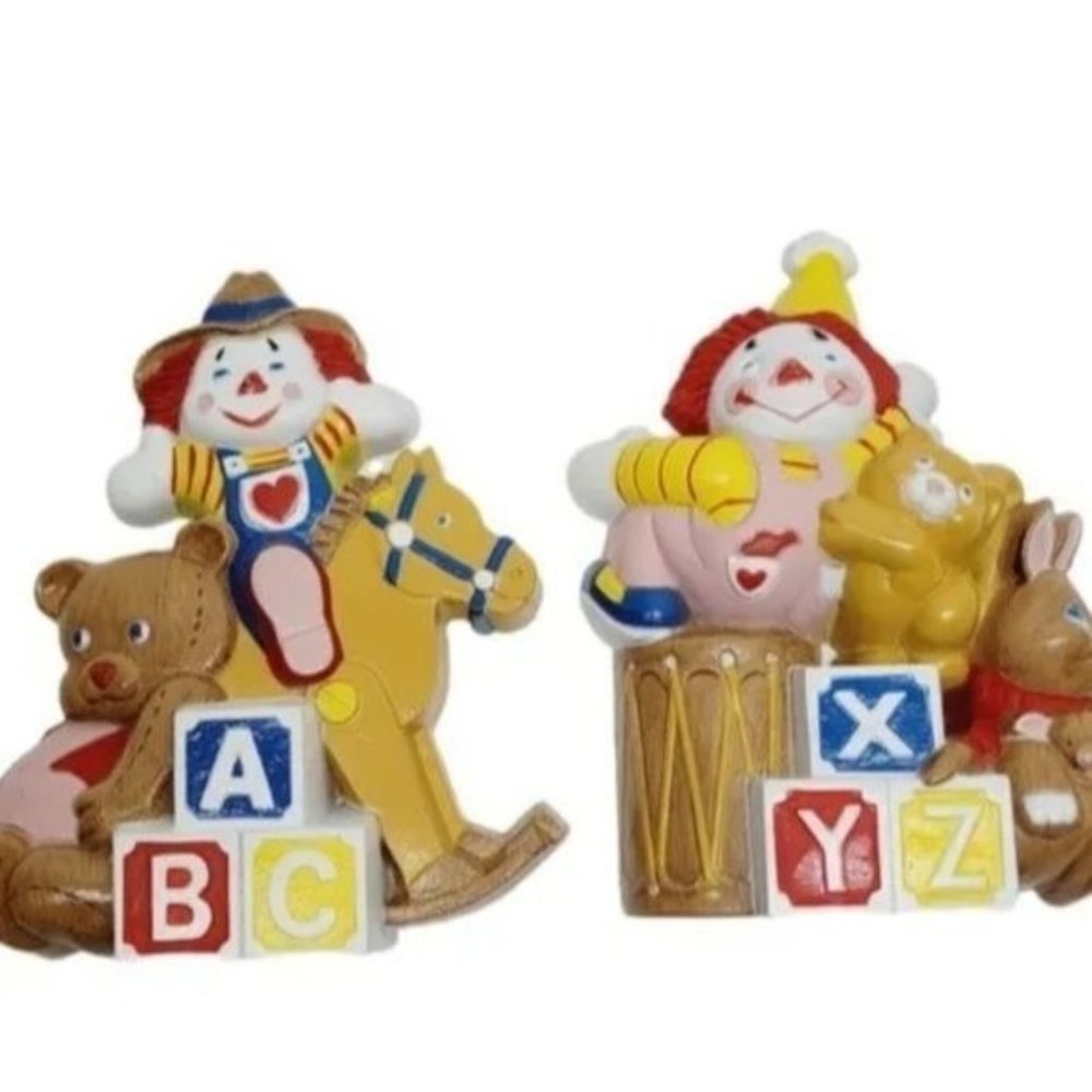 *2A vintage Burwood Products children's wall art plaques with client & toys